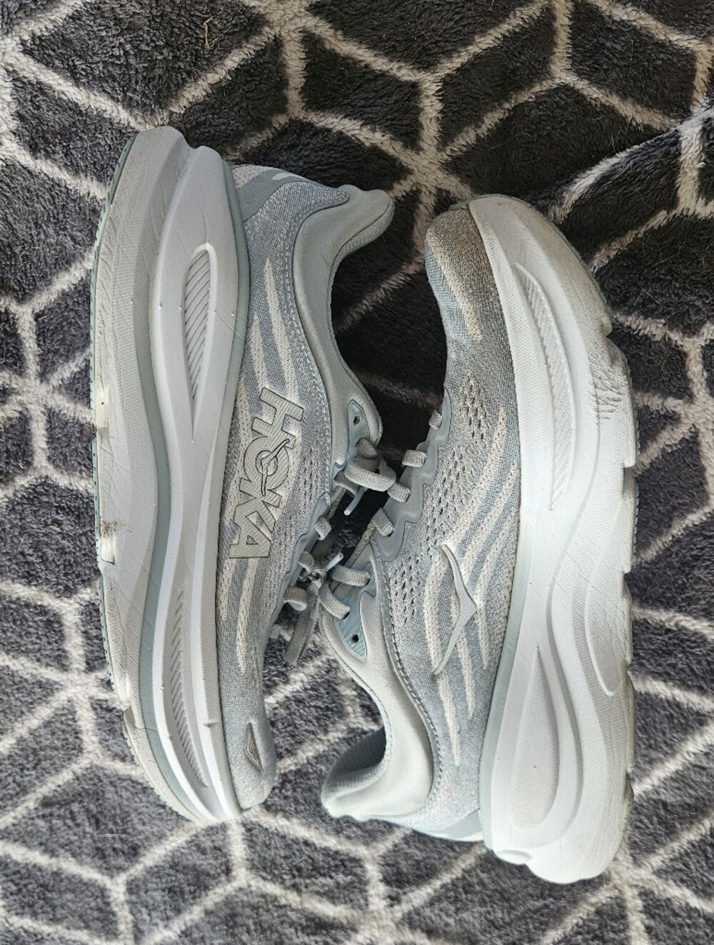 Hoka Bondi 9 Hoka One One Womens Pale Blue/Gray Running Sneakers Size 10B - Picture 3 of 10